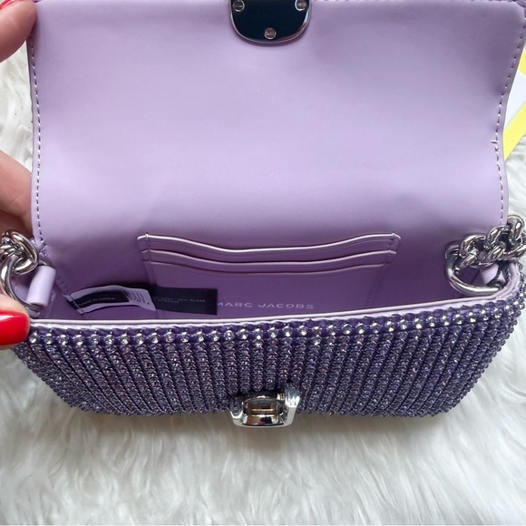 New! MARC JACOBS The Rhinestone J Marc Logo Crystal Shoulder Bag in Wisteria - Picture 12 of 13
